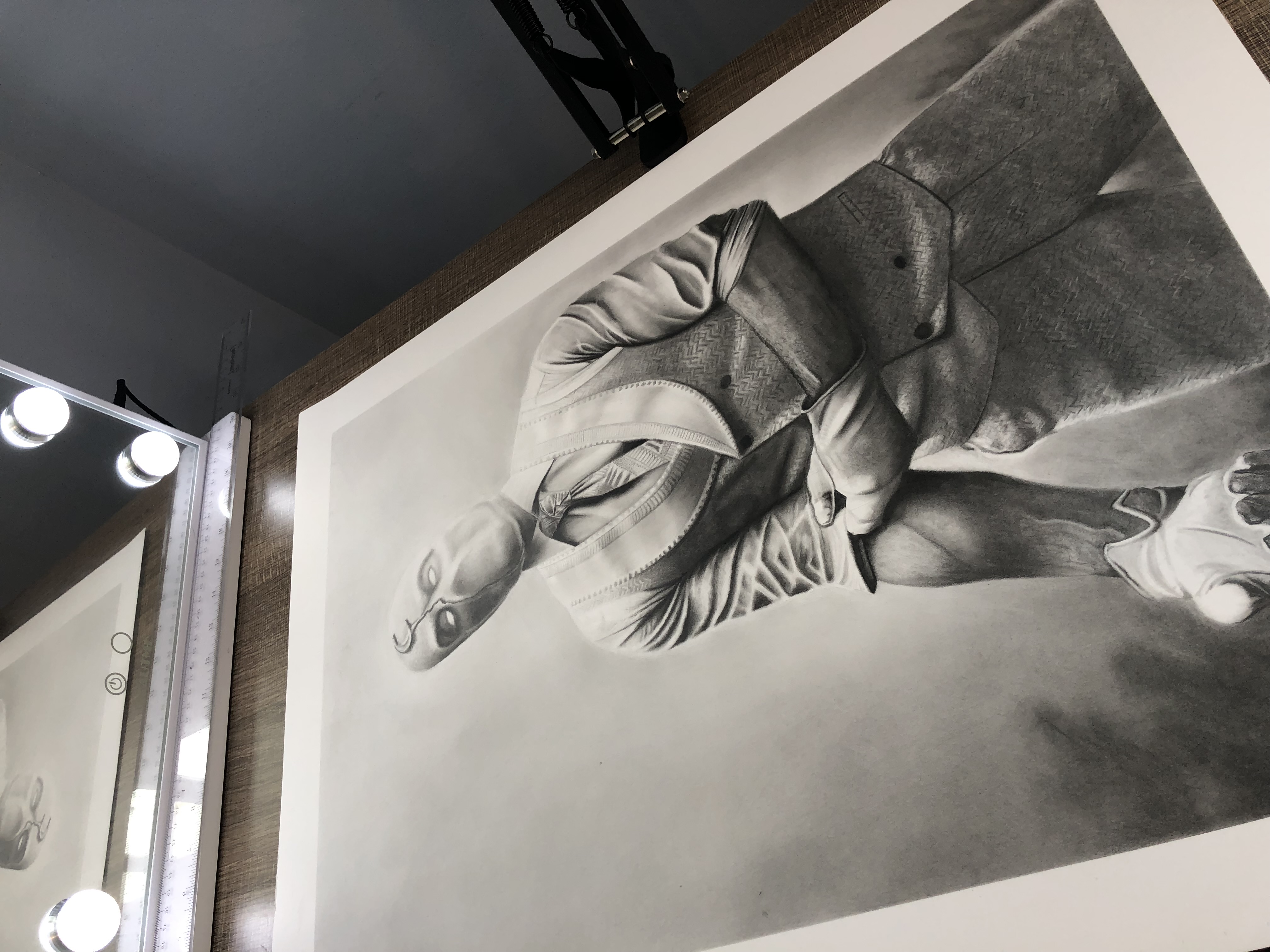 Moon Knight graphite portrait in progress